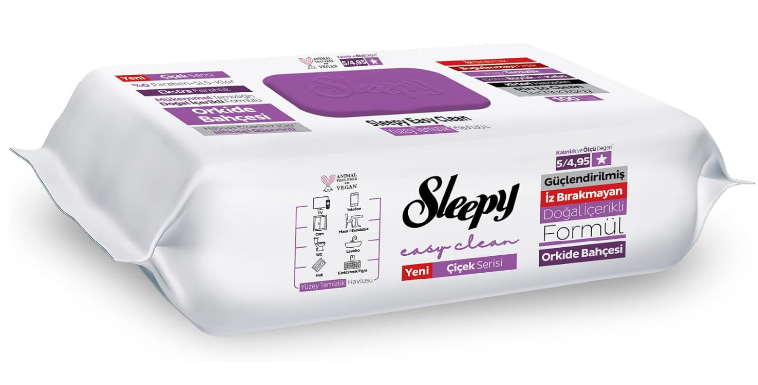 Sleepy Easy Clean Orkide Bahçesi Yüzey Temizlik Havlusu Mendili 100 Yaprak