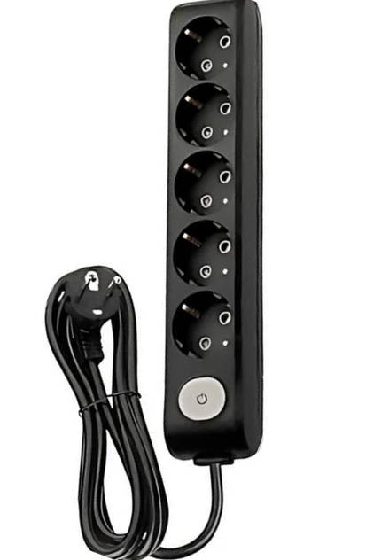 Viko Multi-Let Siyah 5'li Anahtarlı Grup Priz Topraklı Çocuk Korumalı 2 Metre