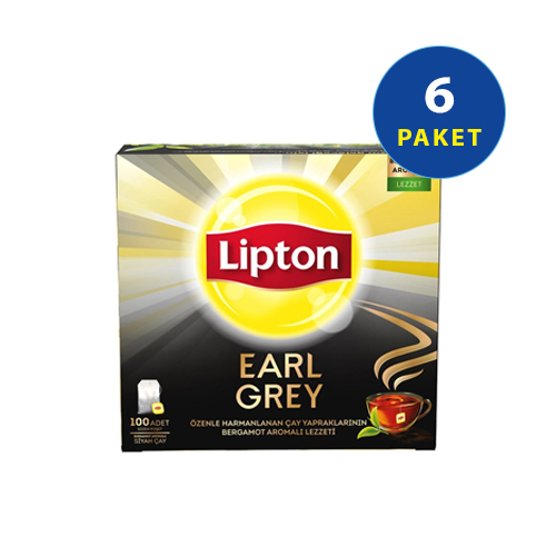 Lipton Earl Grey Bardak Poşet Çay 100'lü 6 Adet
