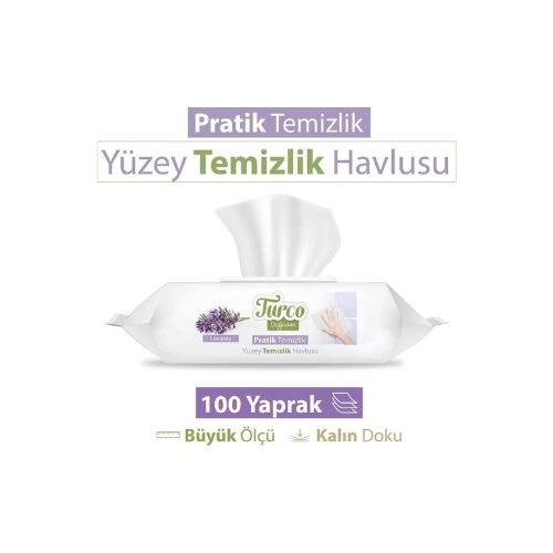 Baby Turco Pratik Yüzey Temizlik Havlusu Lavanta 100 Yaprak