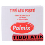 Polmix Tıbbi Atık Kırmızı Jumbo Boy Çöp Torbası 80×110 800gr 100 Mikron 1Koli 10Paket